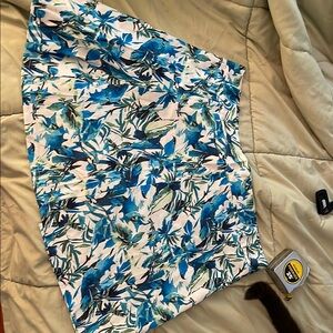 Floral Blue and White swimsuit cover-up with Velcro tabs